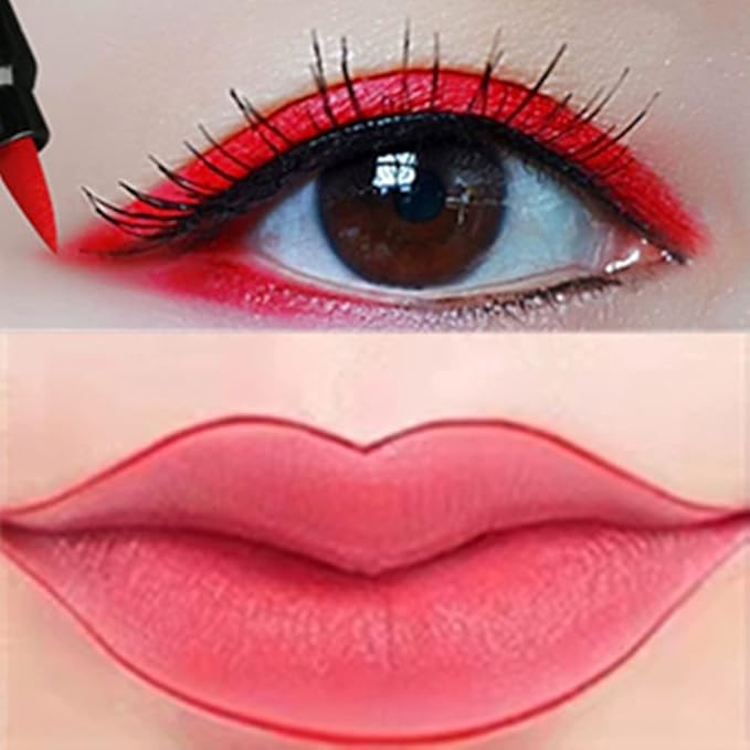 Go Ho Red Liquid Eyeliner Stamp,Heart Stamp Eyeliner Red Makeup,Halloween Costumes Makeup,Double-Seal Waterproof Eyeliner Pen,Long-lasting Smudge-proof Eye Liner Makeup Tools,1 PC