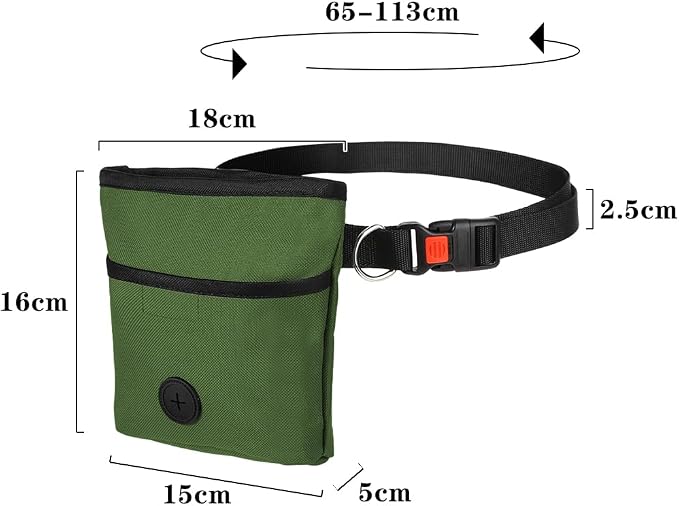 Dog Treat Pouch Pet Training Pouch with Adjustable Strap Dog Walking Bag Holder Built-in Poop Bag Dispenser Portable Puppy Bait Reward Pouches Pet Treat Snack Carrier Pocket, Hands-Free Training