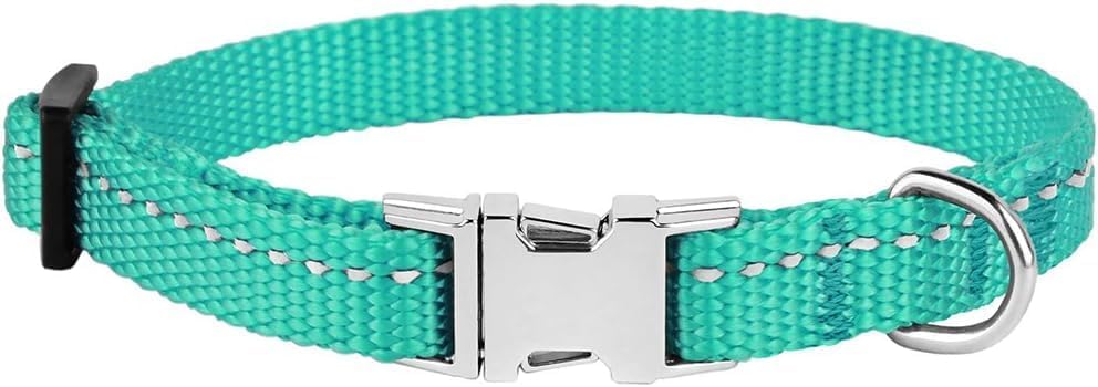Reflective Dog Collar, Quick-Release Buckle (Mint Green, 7-11 Inch)