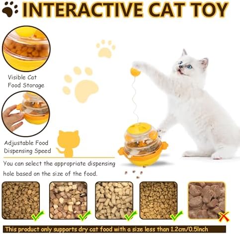 Interactive Cat Toys for Indoor Cats Tumbler Toy with Tracking Balls Slow Food Dispenser Feeding Pet, Fun & Engaging Cat Toys Exercise, Durable & Safe