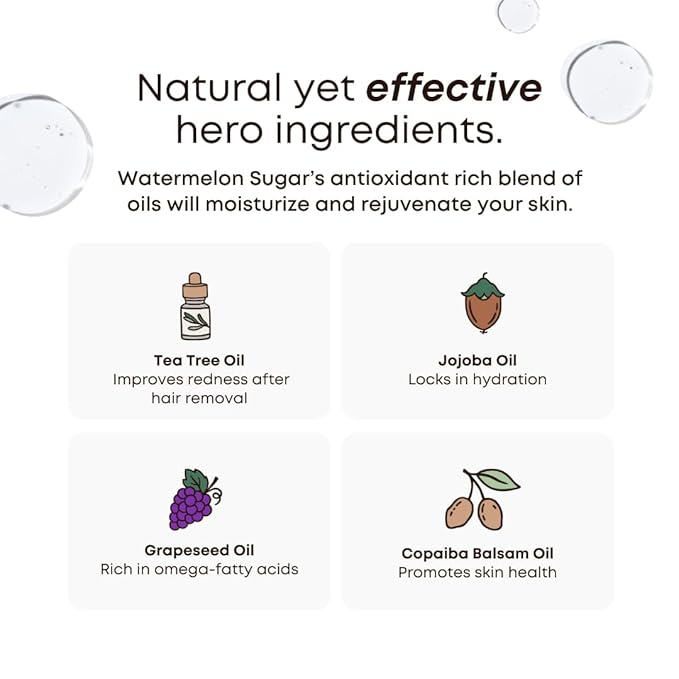 Bushbalm Ingrown Hair Oil - Helps Prevent and Repair Skin from Ingrown Hairs, Razor Burn & Underarm Bumps - Soothe Skin from Post Shave Itchiness, Irritation and Redness, 30 ml - Watermelon Sugar Oil