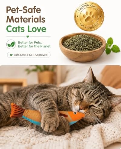 Cat Tunnel Bed with 2 Catnip Fish Toys (1000mg Natural Catnip) Interactive Cat Toys, Cat Tubewith Kitten Toys for Indoor Kittens, Collapsible Play Tunnel, Dark Grey
