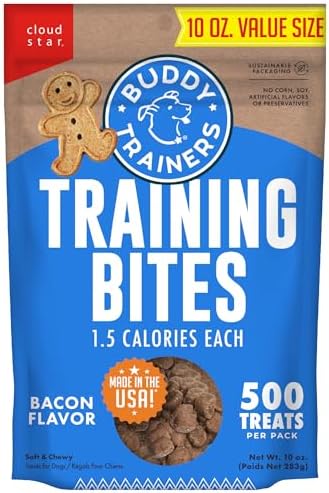 Buddy Biscuits Trainers Training Bites Soft & Chewy Dog Treats, Bacon, 10 oz. Pouch