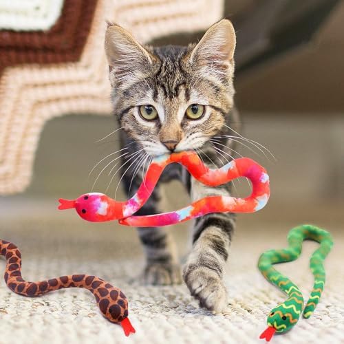 CiyvoLyeen Plush Snake Catnip Toys for Indoor Cats 3 Pack