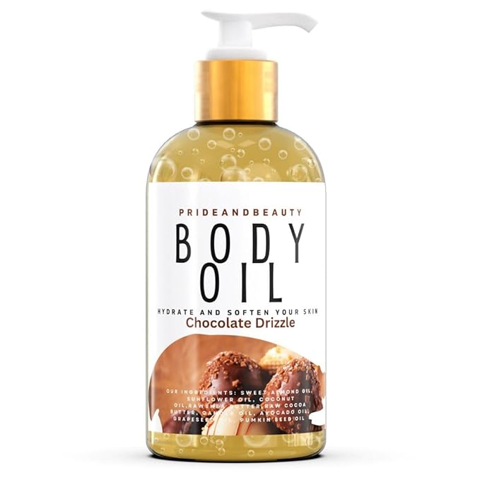 PrideandBeauty After Shower Oil. Skin Hydrating Oil. Body Oil Scented. Body Oils For Women Dry Skin. (Chocolate Drizzle)