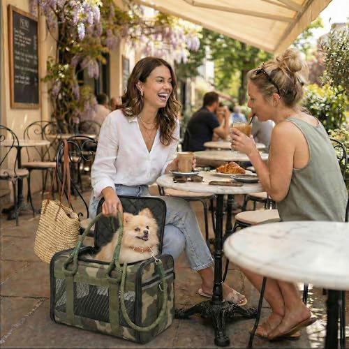 Soft-Sided Pet Carrier, Camo Green, 19.7 x 11.8 x 11.4 in
