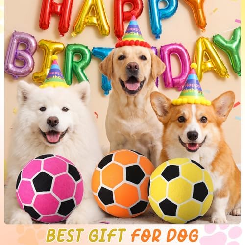Vinsot 3 Pack 9.5" Large Dog Football Balls Interactive Pet Toys Dog Toy Football Chew Oversize Felt Training Fetch Ball for Small Medium Large Dogs Outdoor Play