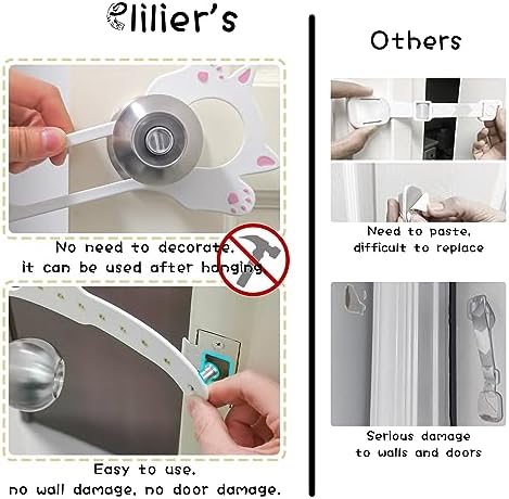 Elilier Cat Door Latch Holder, 8 Adjustable Sizes Stronger Cat Door Stopper | Keep Door Open 1.5" to 8", Let's Cats in and Keeps Dogs Out of Litter & Food, No Tool Required & No Wall Damage