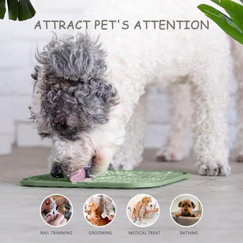 ChefAide 2 Pack Lick Mat for Dogs,Cats,Upgraded 8.5×8.5 inches Licking Mats with Suction Cups,Slow Feeder Licking Pad for Anxiety Relief and Boredom Reducer,Suitable for Dog Training Set 3