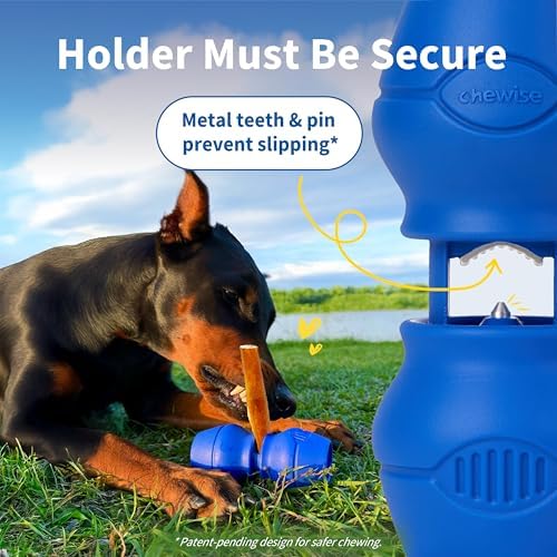 PetClan Chewise Bully Stick Holder for Dogs, Metal Teeth Dog Chew Holder