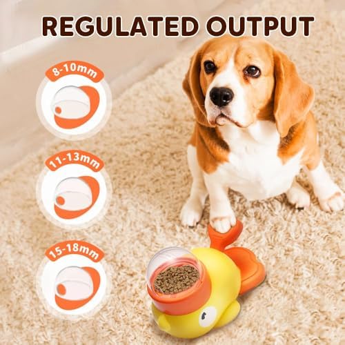 Cat Treat Toy, Duckie Puzzle Cat Feeder, Duck Treat Dispenser for Cats, Cat Treat Dispenser, Slow Feeder Interactive Puzzle Toy for Small Medium Pets, with Brush
