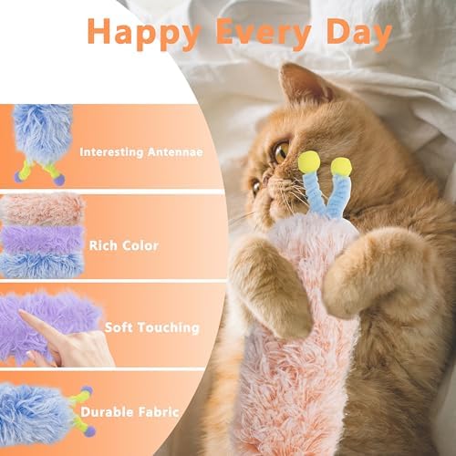 3 Pack Catnip Toys,Soft Cat Pillows Toys with Antennae, Funny cat Toy