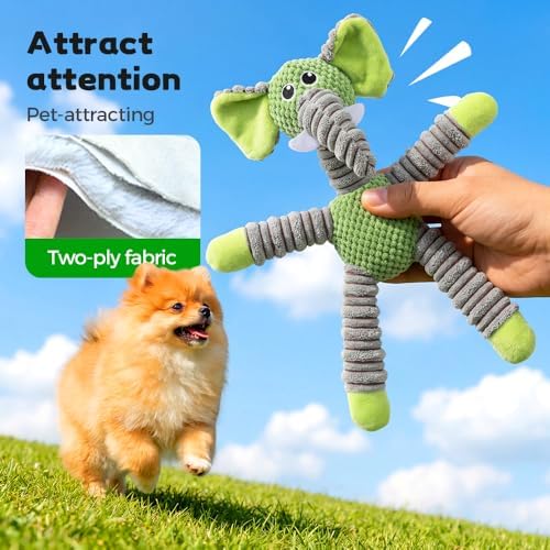 2026 New Dog Toys, Indestructible Plush Dog Toy for Aggressive Chewers, Interactive Squeaky Soft Puppy Chew Toy, Durable Teething Toys for Small Medium Large Dogs (Dark Brown)