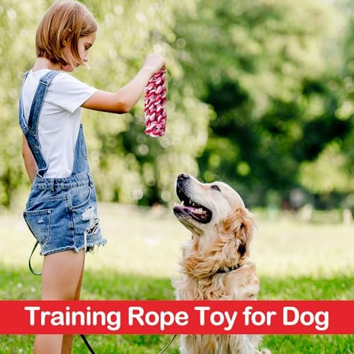 18 Pcs Dog Rope Toys Set Interactive Chew Balls Toys for Aggressive Chewers Large Medium Small Dogs Pet Puppy Teeth Cleaning Fun Training Birthday Gifts Pink