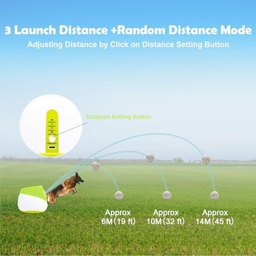 MEKAPLE Automatic Dog Ball Launcher for Samll to Medium Dogs, Upgraded Interactive Toy Balls Thrower, Mental Stimulating Dog Toys with 4 Durable Etpu Balls 2.2 Inch (Light Green)
