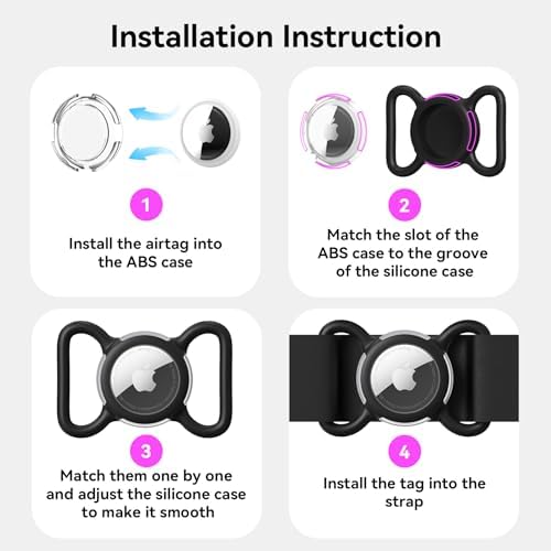 Waterproof AirTag Holder for Dog Collar, Soft Slide-On Dog AirTag Holder | Full-Body Protection, No-Dangle Fit, Ultra-Durable, Lightweight, Tool-Free Installation, Clear Cover, Fits Dog & Cat Collars