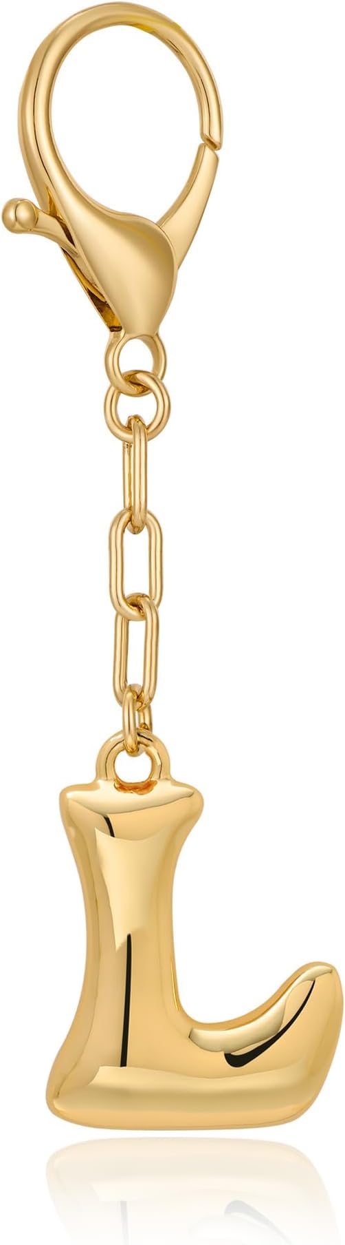 WOWORAMA Initial Letter Keychain for Women Chunky Gold Bubble Letter Bag Charm Purse Charm Personalized Keyrings Accessories