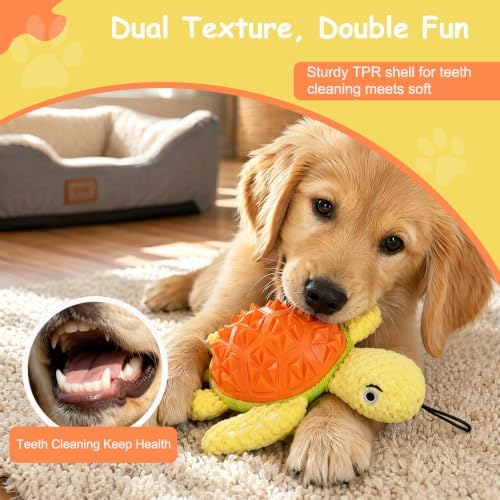 Squeaky Plush Turtle Dog Toy – Interactive Chew & Cuddle