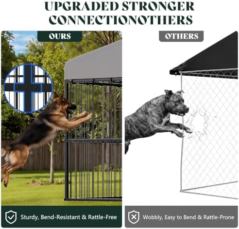 Jocisland 10X13X6.4 FT Outdoor Dog Kennel, 2 Doors, Waterproof Roof