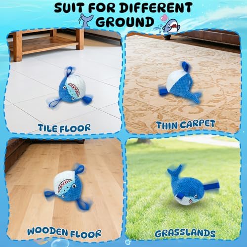 Automatic Moving Squeaky Dog Toy, USB Rechargeable Shark Ball for Large