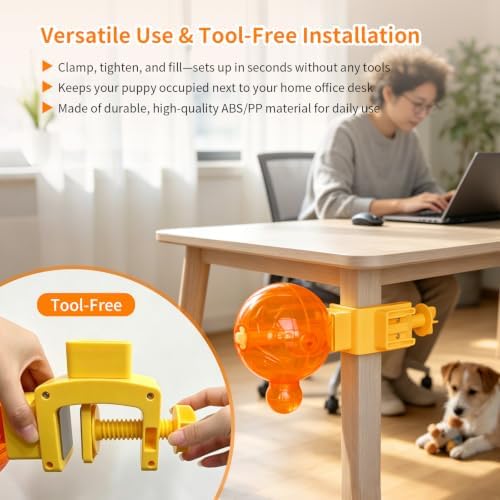 Dog Puzzle Toy, 3-Chamber Clamp-On Treat Dispenser