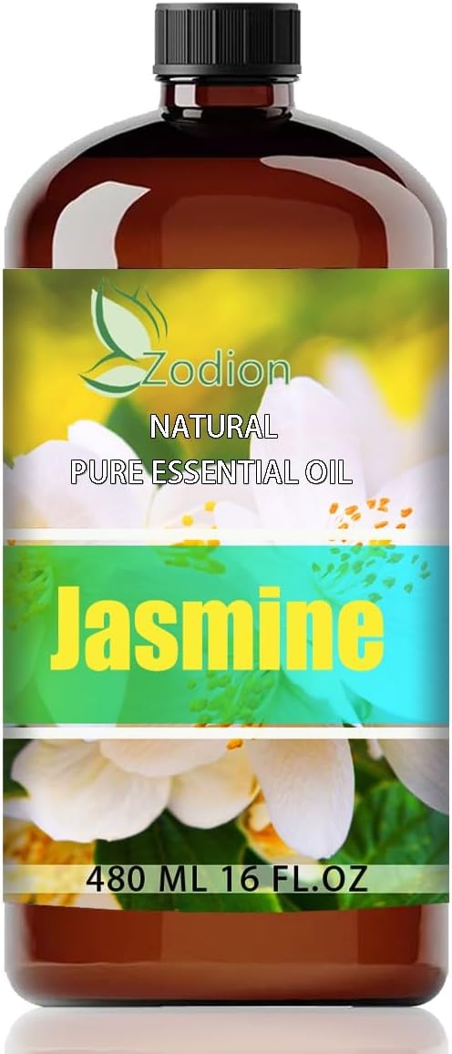 Jasmine Essential Oil - Jasmine Oil for Diffuser, 16 Fl Oz(480ml) | Candle Making, Soap Making, aroma, Strong Scent, Pure, Natural, Home Fragrance, Massage, Large Bottle