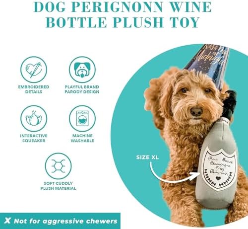 Haute Diggity Dog Perignonn Champagne Plush Dog Toy, Wine Parody Chew Toys