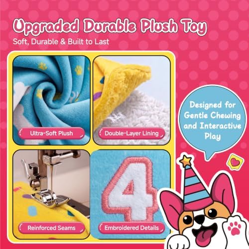 Dog Birthday Cake Toy Decorations, Larger Squeaky Plush Dog Cake Toys