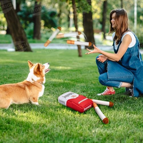 Funny Cigarette Dog Toys 3-Pack Squeaky Plush Toy for Medium Large Dogs