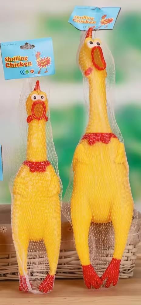 Screamin' Chicken Dog Toy with Squeaker | Durable Rubber | Interactive Fetch & Chew Toy for Small, Medium and Large Dogs | American Owned Small Business
