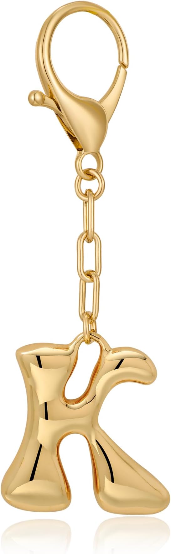 WOWORAMA Initial Letter Keychain for Women Chunky Gold Bubble Letter Bag Charm Purse Charm Personalized Keyrings Accessories
