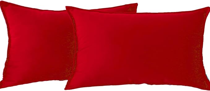 JIAHANNHA Velvet Red Throw Pillow Covers 12”x20”Pack of 2 Soft Decorative | Square Cushion Covers for Couch Sofa Bed Livingroom Car Home Decor,30x50Cm
