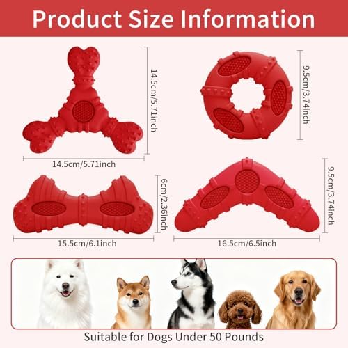 Natural Rubber Dog Chew Toys 4 Pack Tough Dog Toys for Aggressive Chewers