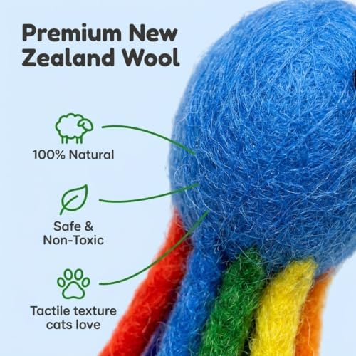 Glaciart One Bird Cat Kicker Toy with Catnip, Wool Felt Toy