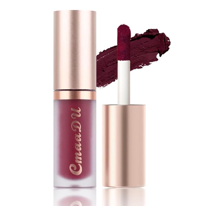 evpct 1Pcs Plum Purple Silky Velvet Matte Liquid Lipstick Lip Gloss Set for Women Long Lasting 24 Hours Color Stay Lipstick 07#
