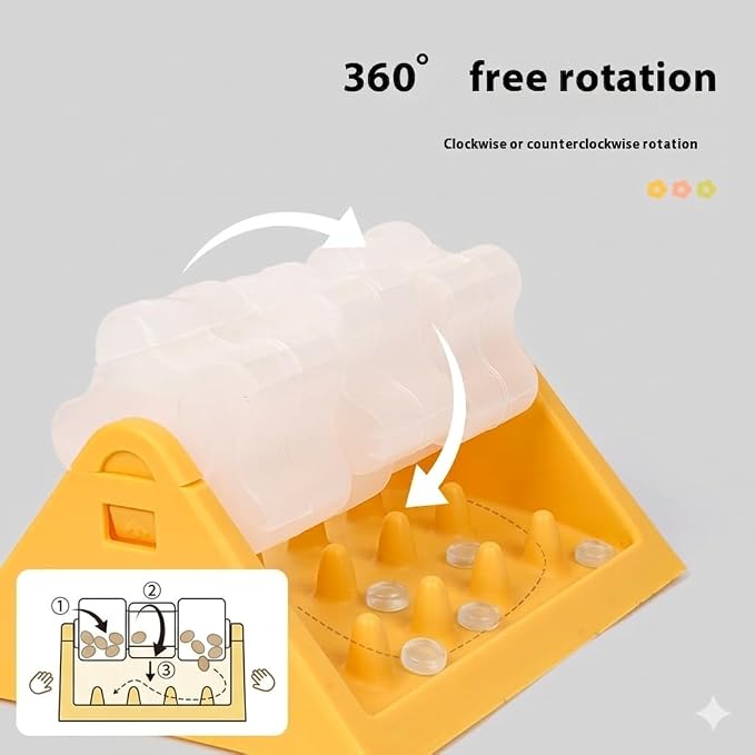 Interactive Dog Puzzle Slow Feeder Toy – Treat Dispenser, Mental Stimulation, Slow Feeding Bowl for Dogs & Puppies (Yellow)