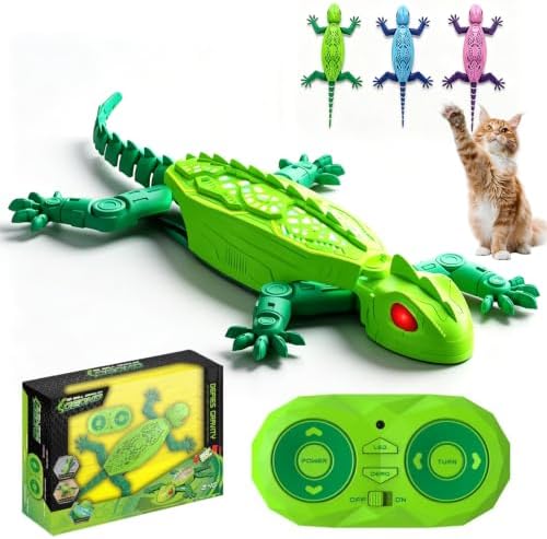 Remote Control Climbing Gecko Toy for Cats, Climbing Gecko Cat Toy that Climbs The Wall (Green)