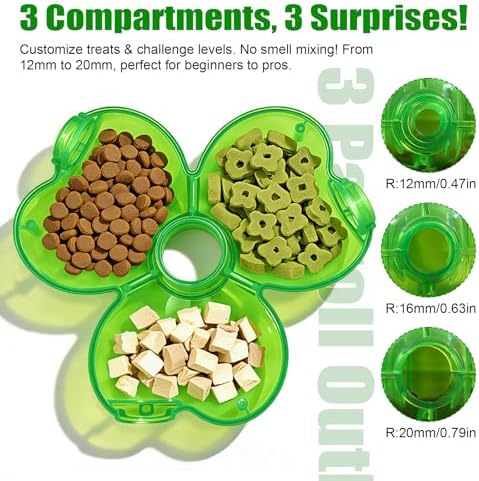Interactive Dog Puzzle Toy, Spinning Treat Dispenser Slow Feeder | adjustable difficulty, fixing strap, BPA free, boredom relief, mental stimulation, slow eating, small medium dogs cats