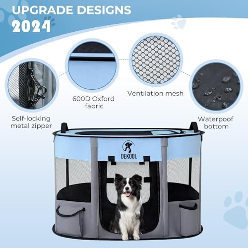 Foldable Pet Playpen, Portable Crate for Dogs & Cats, Indoor Outdoor Travel