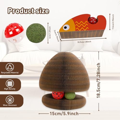 Cat Toys, Magic Organ Scratching Board, Reversible Interactive Cat Toys Scratching, Cardboard,Kitten Scratcher Pads with Catnip Ball(1PC)
