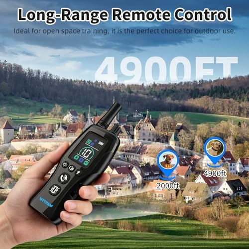 Dog Training Collar with Voice Call, 4900FT Long Range, 5 Modes - Beep/Vibration/Safe Shock/Flashlight, IP67 Waterproof, Rechargeable E-Collar for Small Medium Large Dogs 10-120lbs (Black)