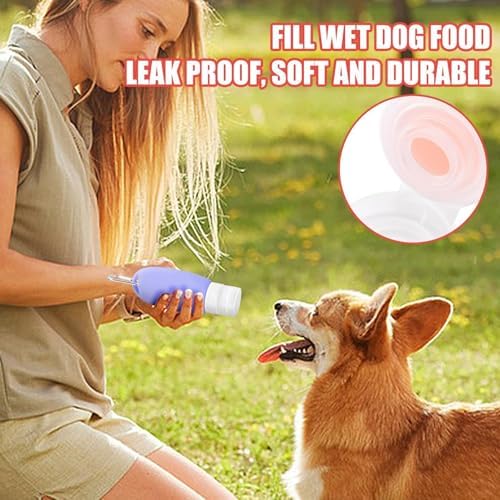 Refillable Silicone Travel Bottle for Dog 3oz (90ml) | Small Refillable Squeeze Bottles with Carabiner | Food-Safe Material