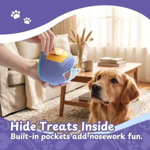 Interactive Dog Toy, Treat-Hiding Geo Bouncing Ball with Shape Pockets