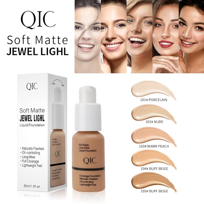 24HR Flawless Liquid Foundation Makeup - Soft Beige | Full Coverage, Weightless Matte Finish, Hydrating & Long Lasting Foundation, Transfer-Resistant, For All-Day Wear (04)