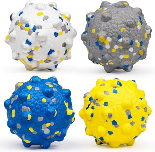 Moonorange Dog Tennis Balls for Aggressive Chewers, Indestructible Durable Bouncy Interactive Toy for Dogs Fetch Game Lightweight Floating Outdoor Training(4Pcs Large)