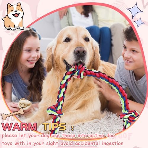 Hollowfly Dog Rope Toys for Extra Large Dogs, 2 Pack 6 Feet 5 Knot Tug of War Dog Toy for Large Aggressive Chewers Heavy Duty Cotton Teeth Cleaning Indestructible Puppy Chew Toys