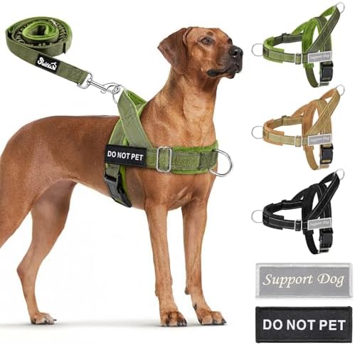 Lukovee No Pull Dog Harness and Leash Set, Soft Padded for Large Medium Dog