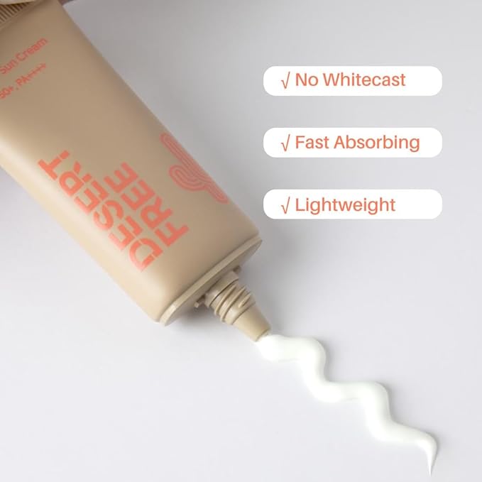 DesertFree Broad Spectrum Sunscreen SPF 50 with Aloe Vera & Vitamin E - Lightweight, Non-Greasy, Water-Resistant, Suitable for All Skin Types - 50ml