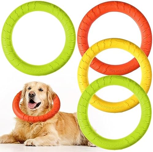4 Pack 11.81 Inch Dog Ring Toy for Large Medium Dog Training, Colorful