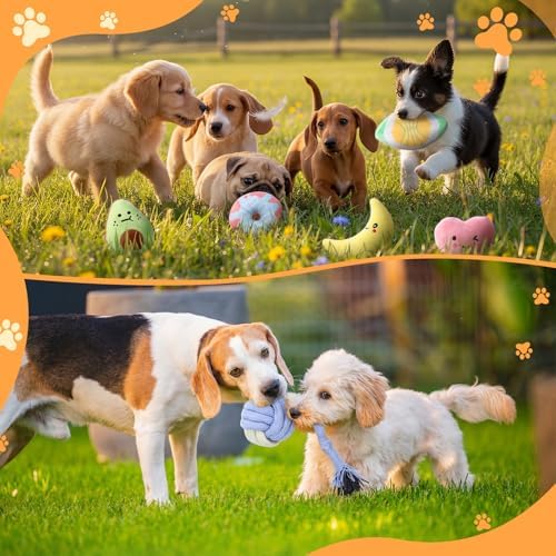 Hungdao 80 Pcs Dog Squeaky Toys Bulk for Small Dogs, Plush Rope Set